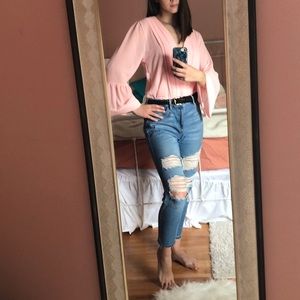 Pink chiffon bodysuit!!💕NWT